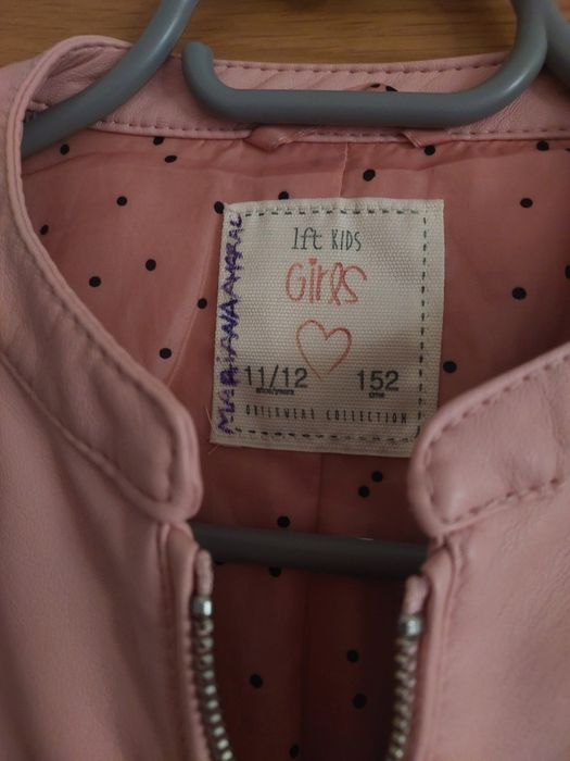 Casaco Rosa Estilo Motard Pele, 11-12A