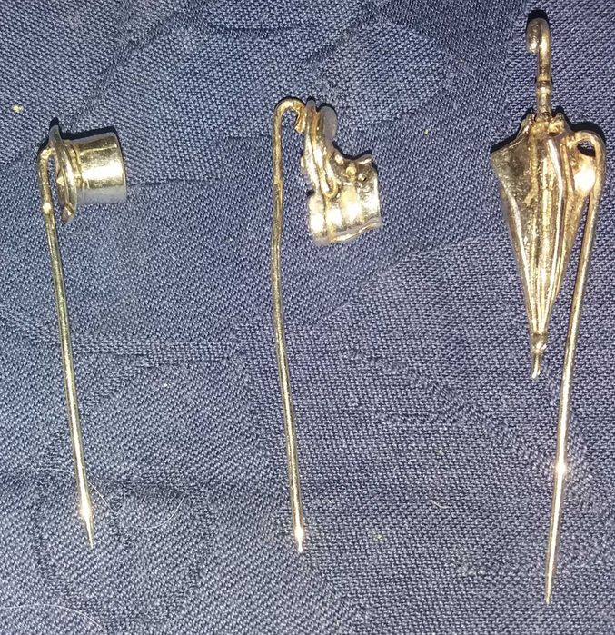 3 alfinetes de gravata ou de peito em prata