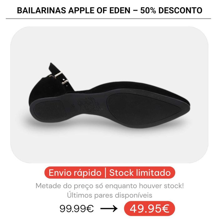 50% Desconto - Bailarina Apple of Eden Shoes