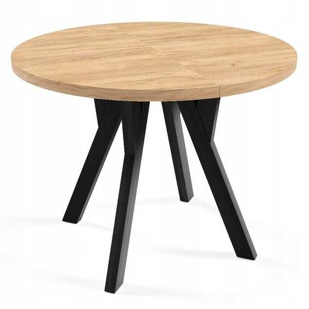 Stół okrągły ORIO z drewnianą podstawą! Rozkładany do 200 cm!