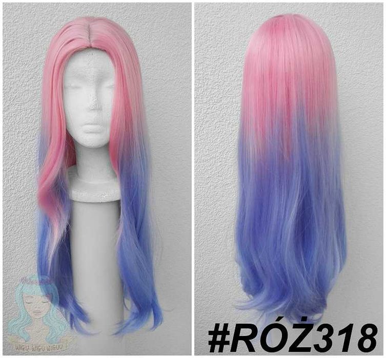 Mizi Alien Stage peruka długa różowa z przedziałkiem ombre cosplay wig