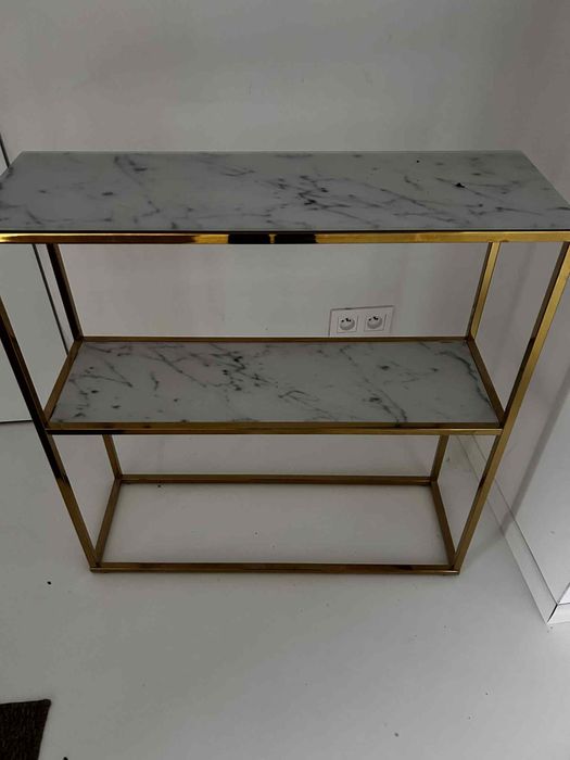 Konsola WESTWING ze szkłem hartowanym złoty marmur