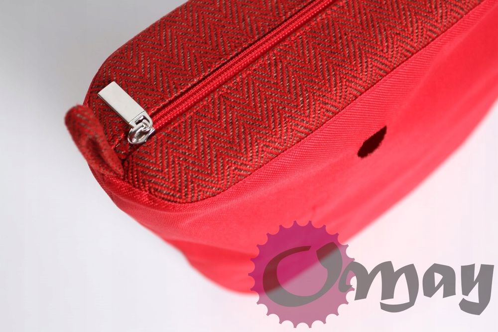 Czerwony organizer OBAG MINI jodełka elegancka 2 kieszenie wkład OMAY