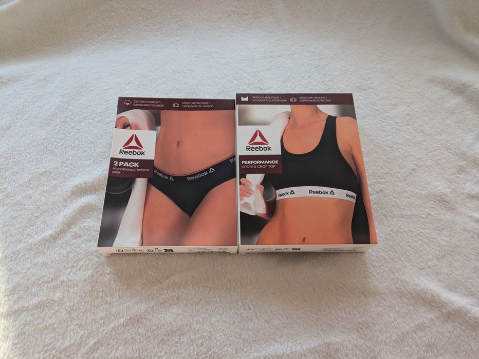 Zestaw Reebok NOWE figi biustonosz sportowy czarne