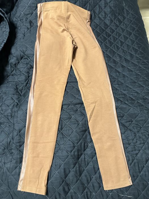 Legginsy brazowo musztardowe