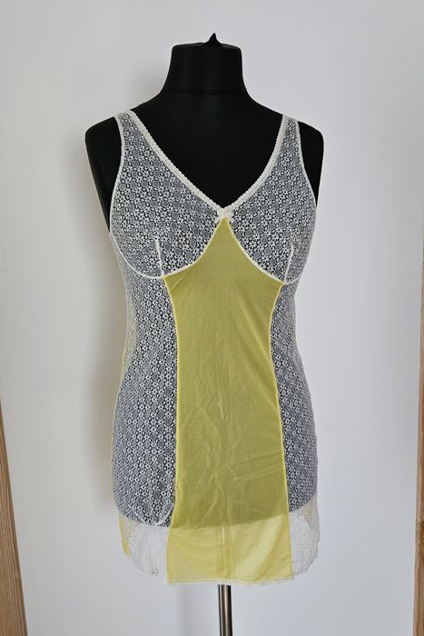 Halka retro prl bielizna 36 - 38 koszulka siateczka żółta sexy