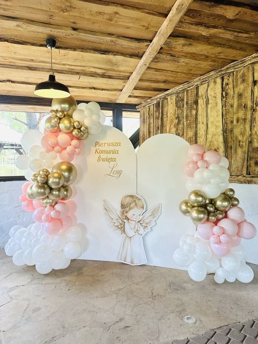 Dekoracja balony ścianka komunia