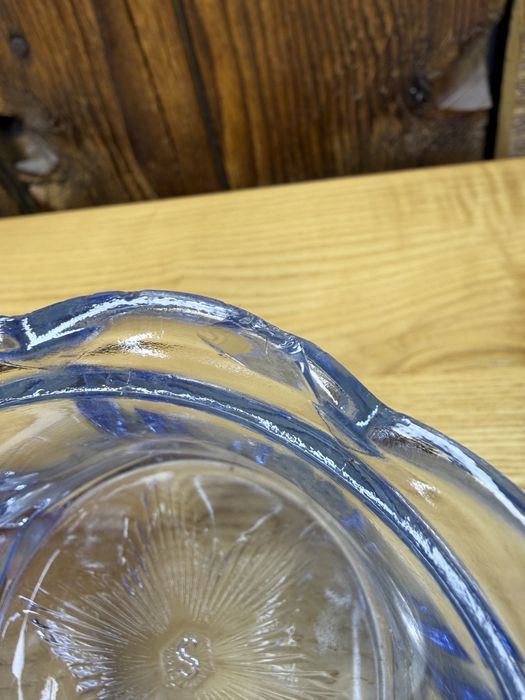 Cukiernica z przykrywką szkło Niemen niebieska PRL K777