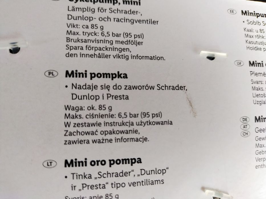 Mini pompka do roweru