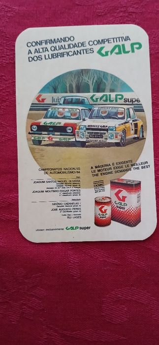 Calendário de bolso - Galp - 1985/1986