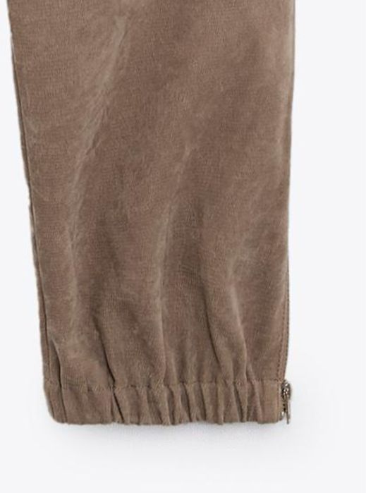 Zara spodnie sztuczny zamsz typu jogger z sieakami S 36 ściągacz camel