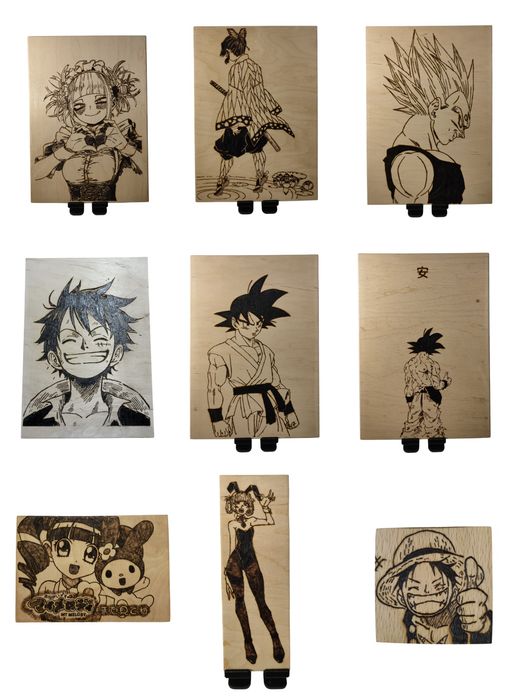 Аниме картины. ручная работа пирография.  Продажа и заказ