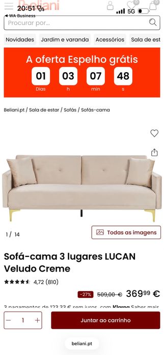 Sofá cama 3 lugares