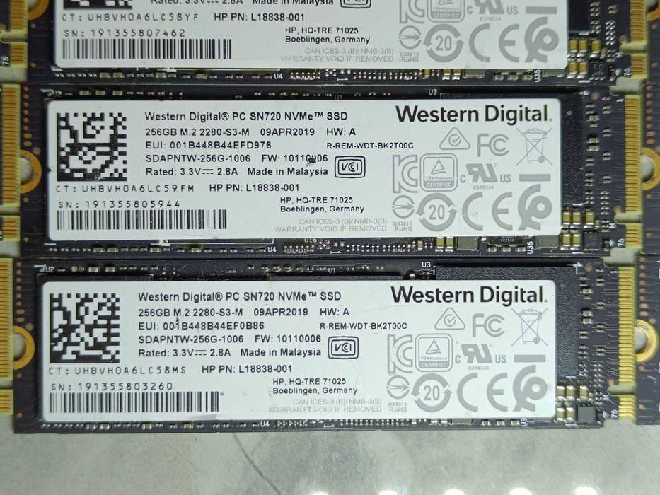 SSD диск Western Digital SN720 256GB M2 NVMe 2280 PCIe 3.0 V-NAND 3-bit TLC