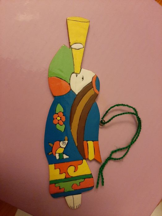 Vintage Multicolored Wooden Angel