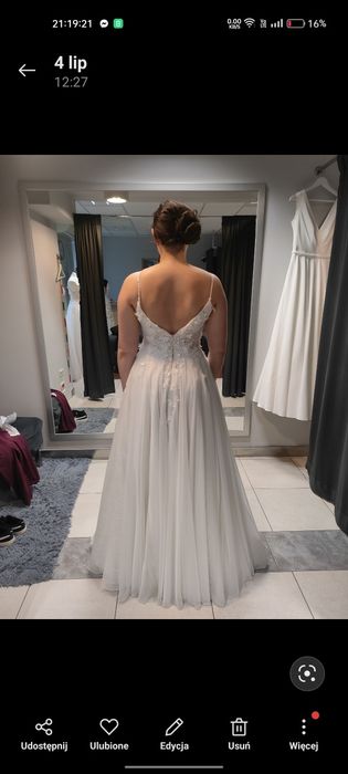 Suknia ślubna z odpinanymi rękawkami + metrowy welon