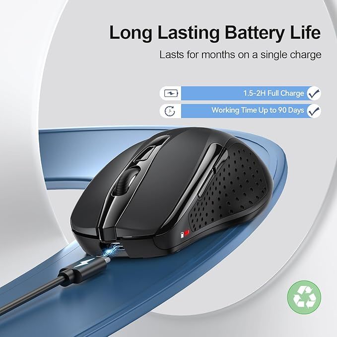 TECKNET Ergonomiczna Bezprzewodowa Mysz Bluetooth 4800 DPI