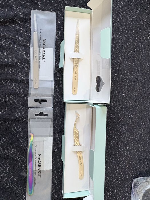 Zestaw do rzęs kępki gotowe, pęsety