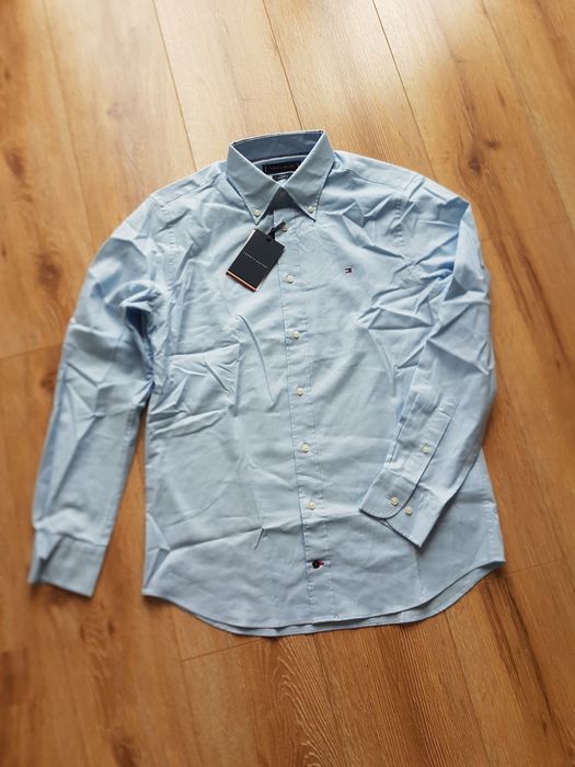 40R M Tommy Hilfiger męska koszula Flex błękitna Regular Fit niebieska