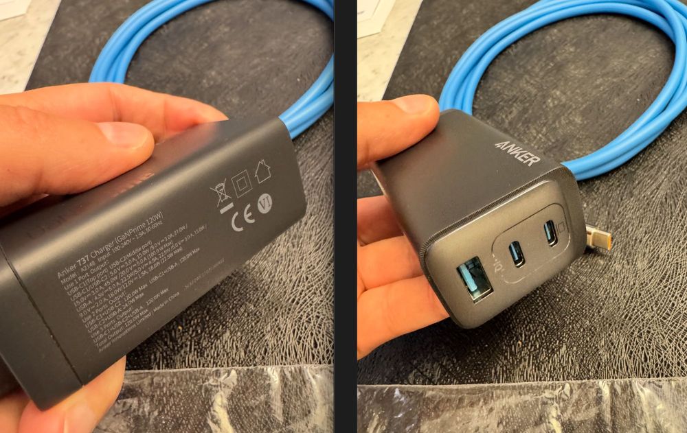 Mocna Ładowarka Sieciowa ANKER GaNPrime 737 120W USB-C/USB-A Kabel USB-C