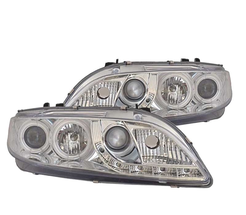 FARÓIS MAZDA 6 02-08 OLHOS DE ANJO LUZ DIURNA FUNDO CROMADO