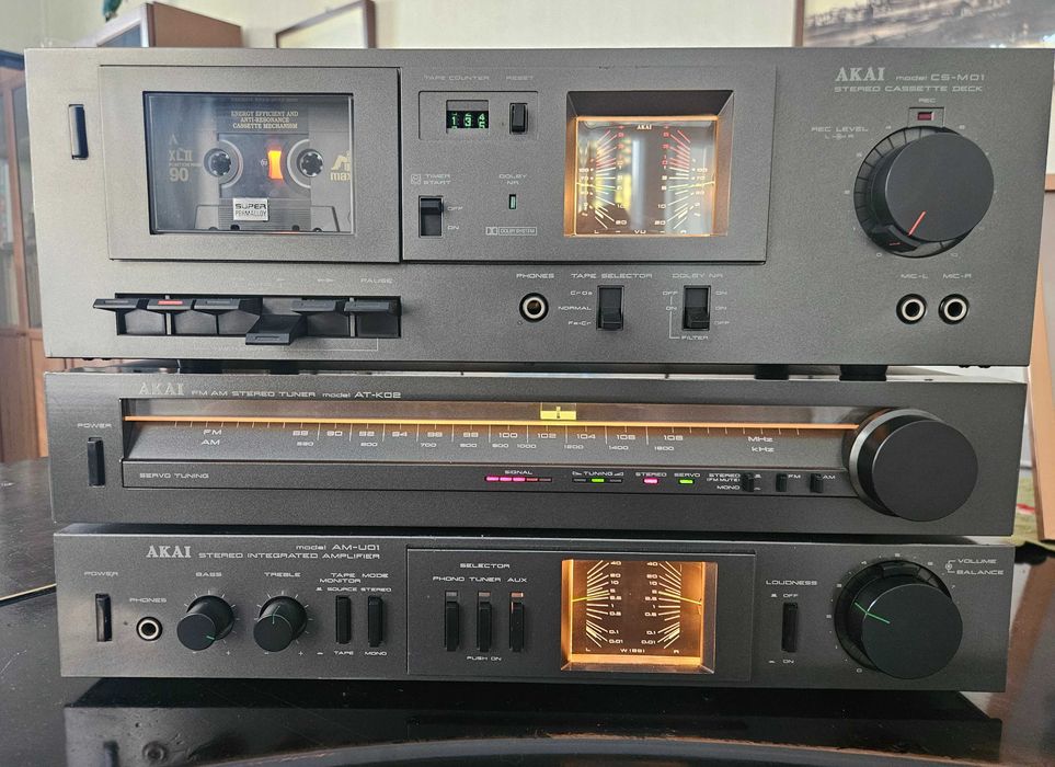 Wieża AKAI Wzmacniacz AM-U01, Tuner AT-K02, Deck, CS-M01