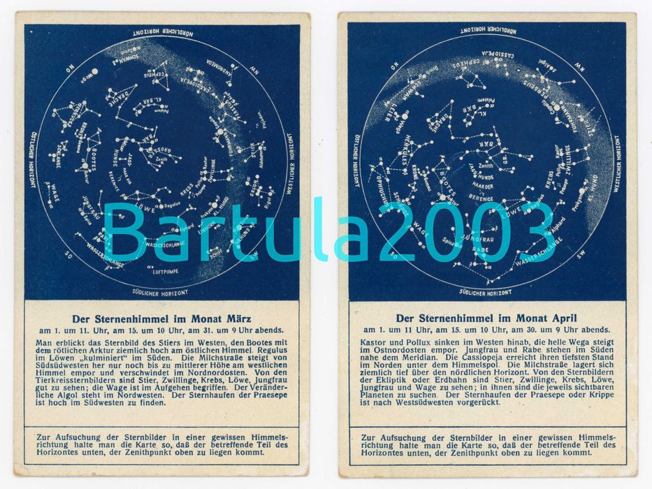 Pocztówki - Kolekcja - Nocne niebo w ciągu 12 miesięcy z 1920 r UNIKAT