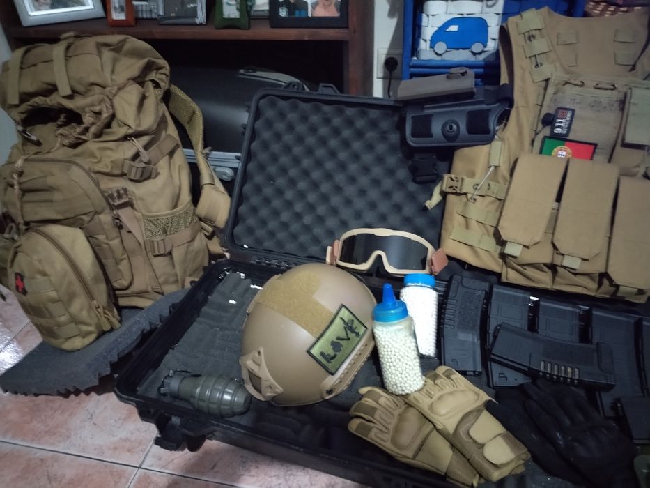 Arma + Pistola + Mala Transporte +  Material airsoft
