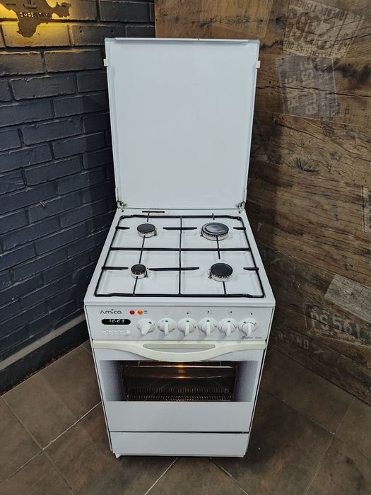 Комбінована плита Amica, з гарантією. Газова плита з електро-духовкою