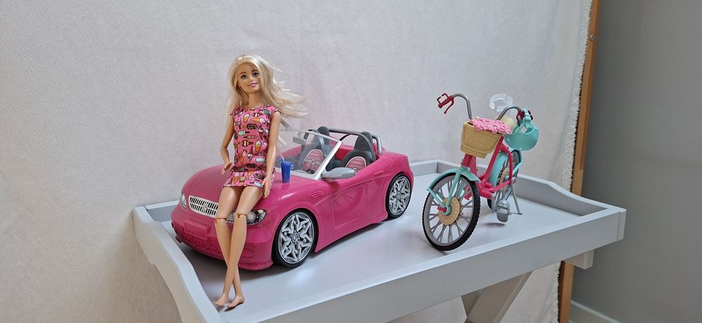 Zestaw BARBIE samochód, rower, lalka