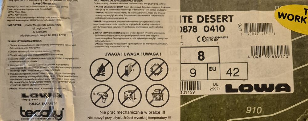 Buty LOWA roz. 42- Taktyczne stan BDB +