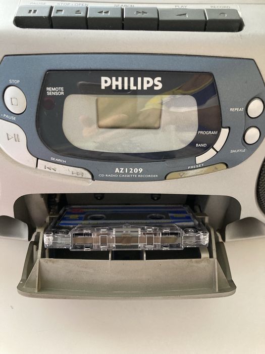 Philips AZ1209 - radio CD + magnetofon kasetowy - sprawny