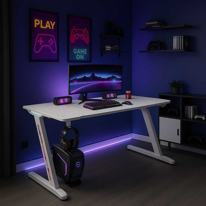 Biurko Gamingowe Komputerowe Stół dla Gracza Nowoczesne LED 120cm BG04