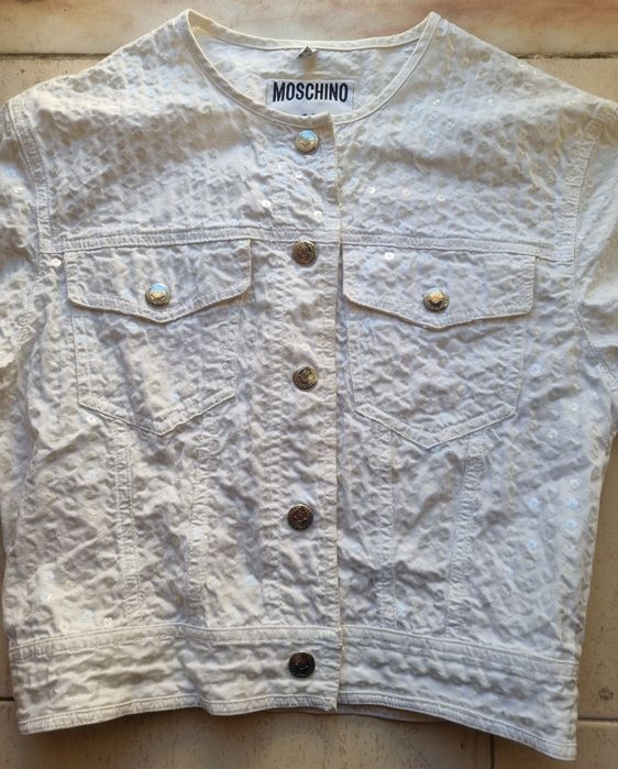 Casaco Moschino Branco Lantejoulas