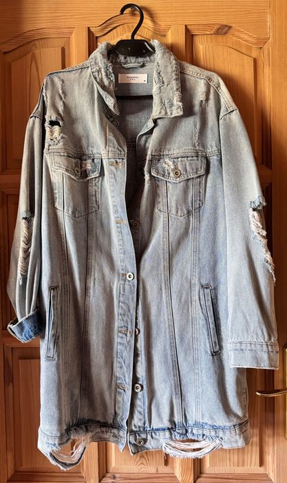 Reserved kurtka jeansowa dżins destroyed oversize looney tunes S M bdb