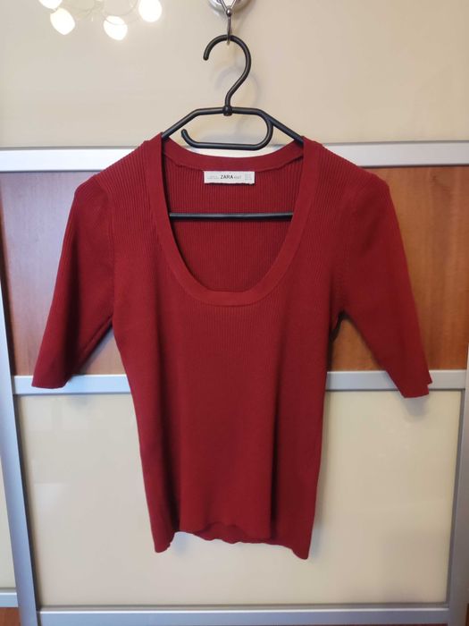 Bluzko-sweterek ceglany