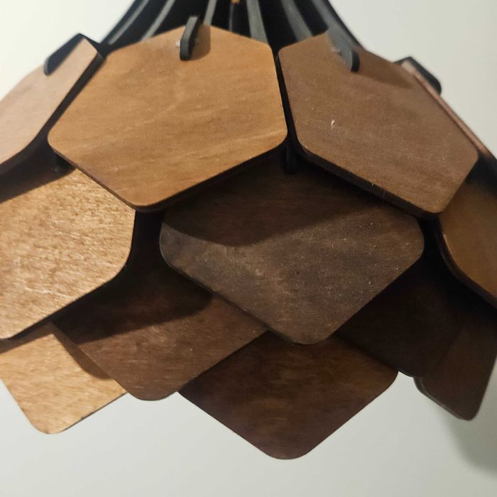 TANGAL brąz i czarny - Lampa drewniana