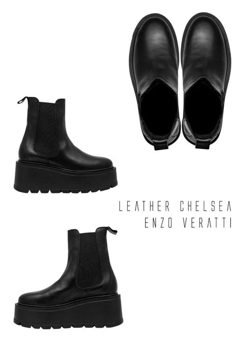 Шкіряні ботинки челсі на високій платформі