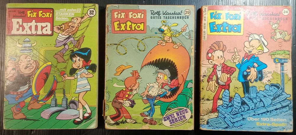 Lote 3 livros antigos BD Alemão * Fix und Foxi Extra