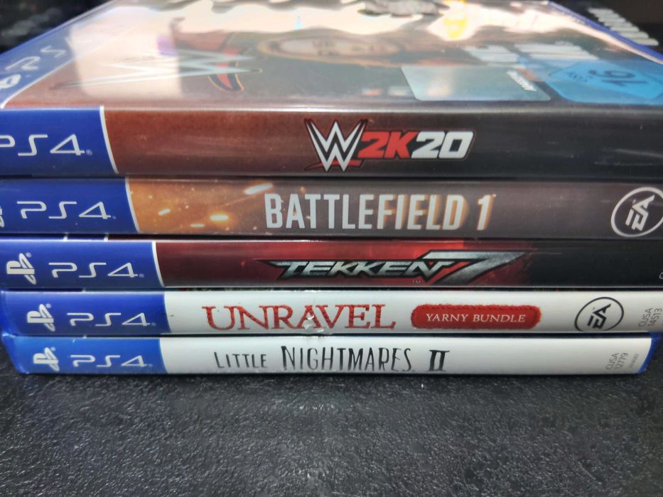 Zestaw 5 gier PS4 little, unravel, tekken, battlefield, wwe 2k20