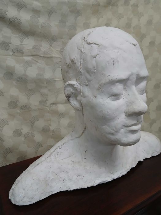 Grande Busto de Figura Humana - Gesso - Arte - Feito á mão - Cara Face