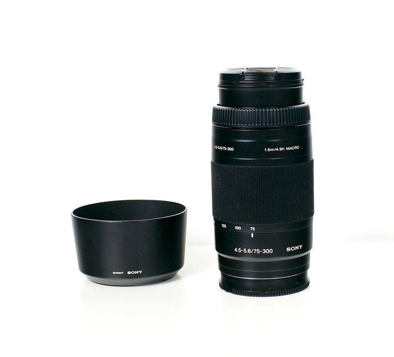 Super Zoom Obiektyw Sony 75-300 4,5-5,6 Sony-A Bardzo Zadbany +Tulipan