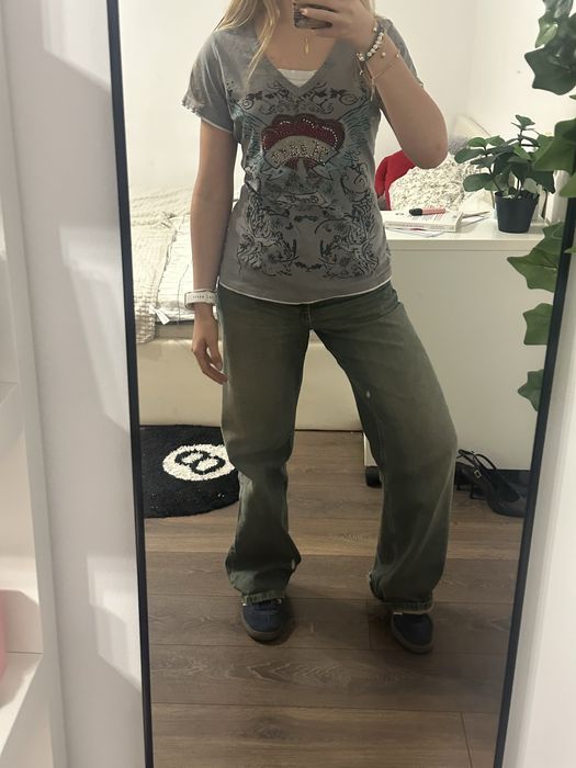 Koszulka Ed Hardy“Heart Breaker” w stylu Y2K – 100% bawełna, rozmiar S