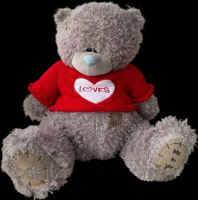 М'яка іграшка "Ведмедик Тедді в червоному светрі" 36 см