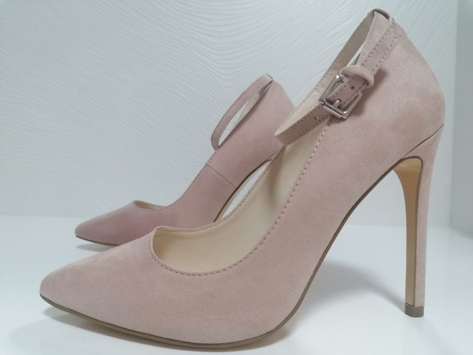 Buty na wysokim obcasie, pudrowy róż, 38