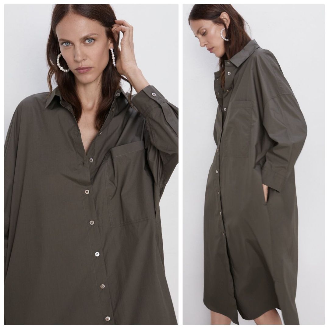 mizxx1221様 ZARA M-XL naturalna NOWA owersizowa luźna sukienka