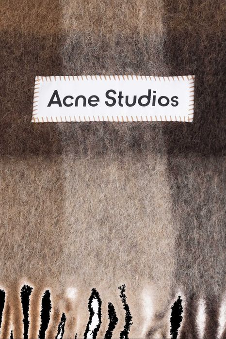 Шарф Acne Studios Checked Wool Fringe Scarf Dark Brown/White/Brown