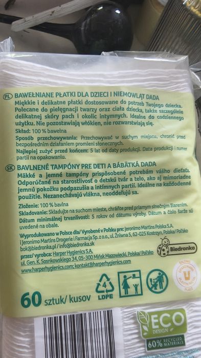 Płatki bawełniane Dada dla niemowląt i dzieci 60szt w paczce
