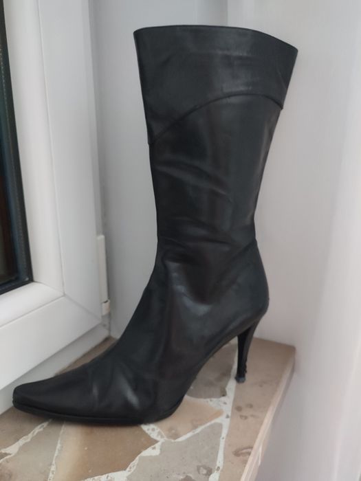 Botki skórzane brązowe