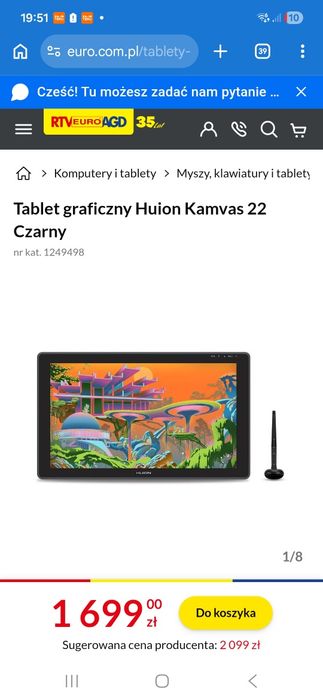 Tablet graficzny Huion Kamvas 22 – stan idealny, jak nowy